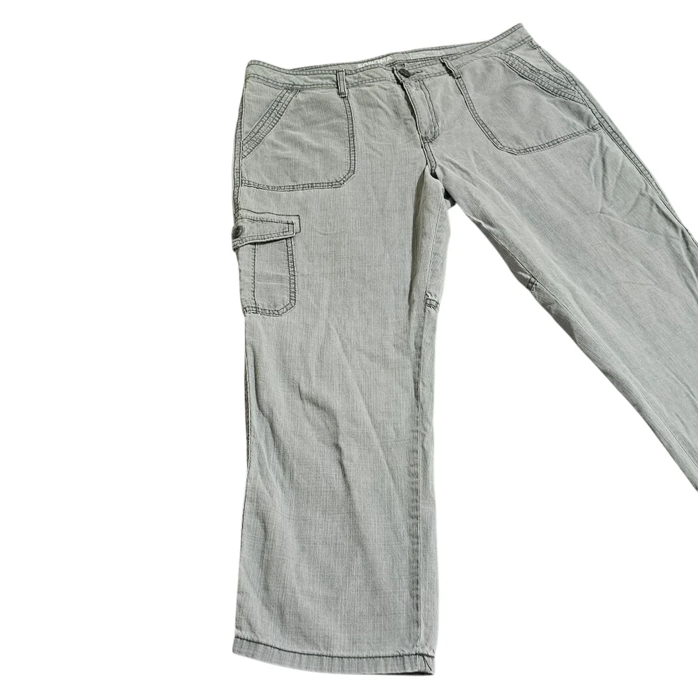 Sonoma Cargo Capri Cropped Pants Light Gray Cotton Lightweight Womens Size 16 - Picture 2 of 13